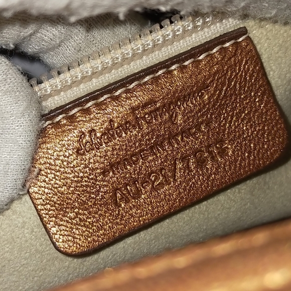 SALVADOR FERRAGAMO OSTRICH HAND BAG BROWN LEATHER - Picture 5 of 16